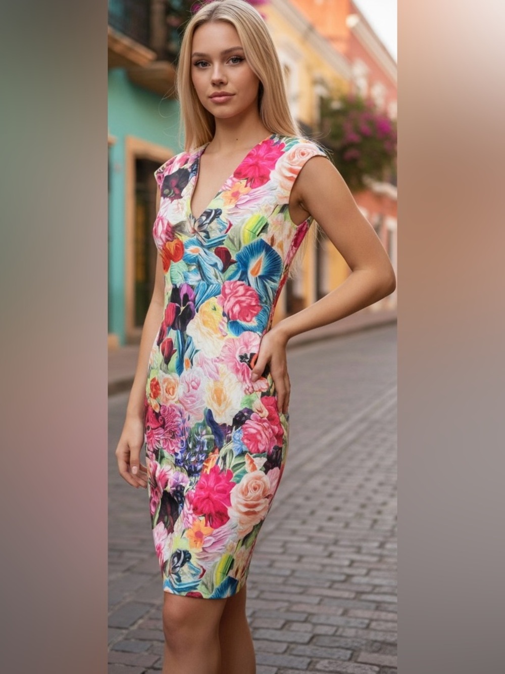 Ted Baker Floral Print Midi Dress Size Juniors 3